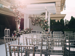 Wedding luxury place with arch and flowers