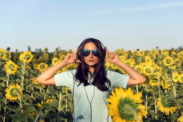 Summer walk in the countryside with a girl