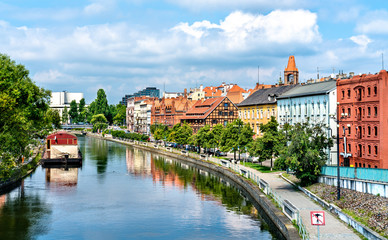 View of Bydgoszcz with the Brda river, Poland - obrazy, fototapety, plakaty
