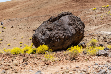 Views of Teide's crater and Montana Blanco descending from the summit passing Altavista Refuge,...