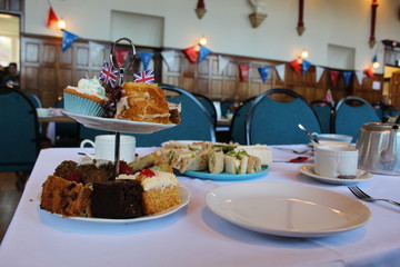 Afternoon Tea Cakes Selection and Sandwiches Platter