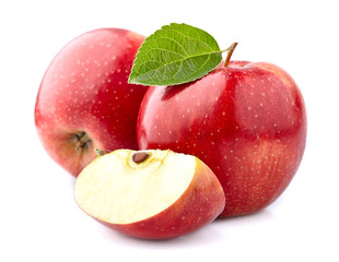 Red apples with leaf