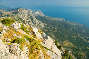 Fototapeta na wymiar Hills and rocks of Biokovo mountain range, Dalmatia, Croatia