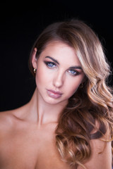 Obraz premium Closeup portrait of beautiful model with long blond hair