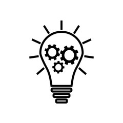 Light bulb with gears icon