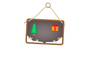 Vector image of a hanging sign with festive images and copy space