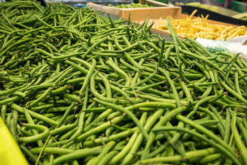 haricots verts sur le marché
