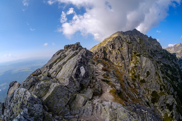 rocky hiking trails for tourists in western carpathian Tatra mountains in slovakia