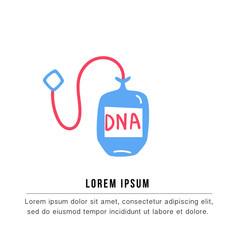 Hand drawn genome sequencing illustration. Human dna research technology symbols.