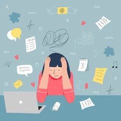 Information overload and multitasking problems concept. Flat and handdrawn vector illustration. © Oksana Stepova