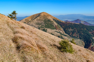The hillside in Vratna valley, Slovakia. Sunny day.