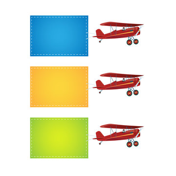 Set of flying aircraft . Airplane with banner ,vector