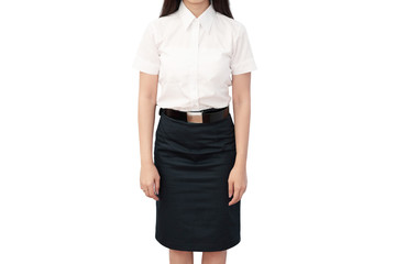 isolated thai university student uniform for woman