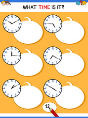 telling time with clock face educational task