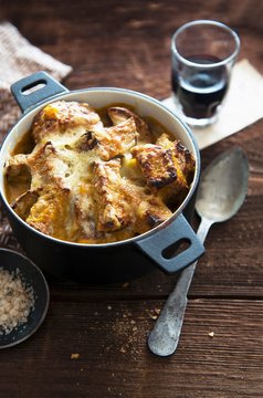 Rustic squash and bread bake