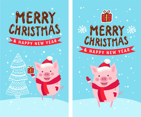 Merry Christmas Happy New Year 2019 funny card design