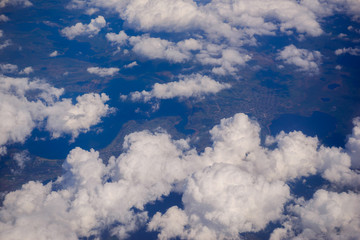 Naklejka na ściany i meble Fabulous panoramic view from airplane, Germany, flying airplane.