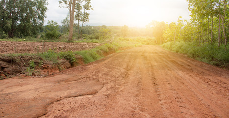 Rural road on countryside in Thailand.