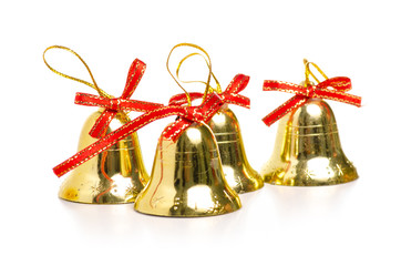 Christmas toys bells on a white background. Isolation
