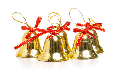 Christmas toys bells on a white background. Isolation