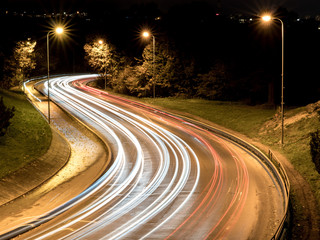 night road with light trails