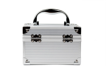 Chromed make up box on isolated white background