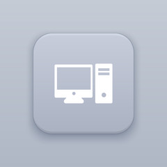 Computer, computing gray vector button with white icon