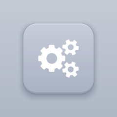 Gear, mechanism gray vector button with white icon