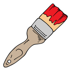 Paint brush. Vector illustration of a brush in paint. Hand drawn brush.