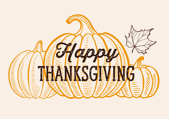 Happy thanksgiving day background with lettering and illustrations. - 233038951