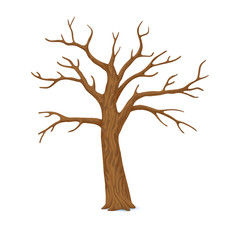 Single bare, leafless tree with empty branches isolated on a white background. Vector winter, autumn icon. © Tatiana Zhzhenova