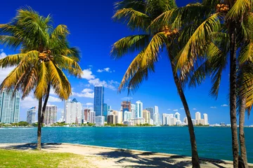 Fotobehang Uitzicht op de skyline van Miami Florida © espiegle