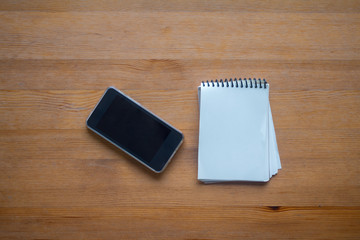 Coppy space on Business Working table with  smartphone and  organizing, Concept of office desk background