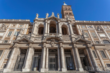 Fototapeta na wymiar Facade of Basilica Santa Maria Maggiore in Rome, Italy