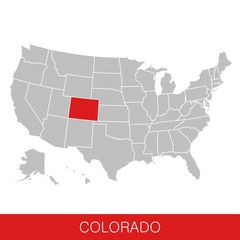 United States of America with the State of Colorado selected. Map of the USA vector illustration