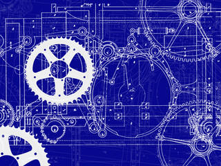 technical plan illustration gear machine industry on a gradient