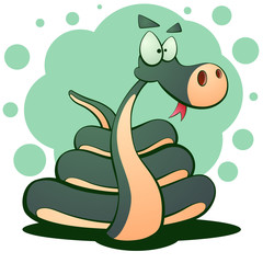 Cute snake cartoon funny illustration. Vector eps 10