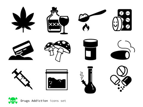 Drugs and addiction icons