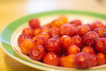 frozen cherry berries are on the plate