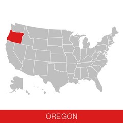 United States of America with the State of Oregon selected. Map of the USA vector illustration