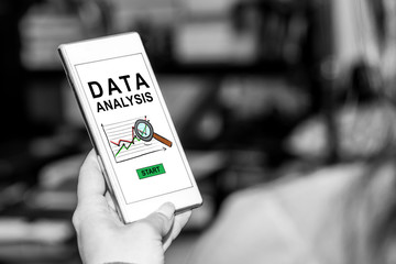 Data analysis concept on a smartphone