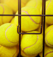 Close up view of balls in basket