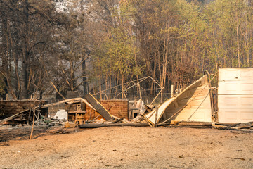 Fototapeta na wymiar Destruction in Paradise, California Wildfire 