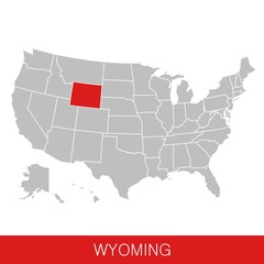 United States of America with the State of Wyoming selected. Map of the USA vector illustration