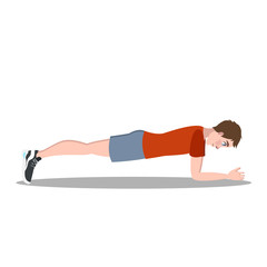 Fototapeta premium Man doing plank exercise for ABS. Fitness workout