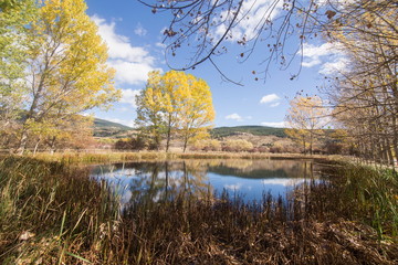 Autumn landscape Gudar mountains Teruel Aragon Spain