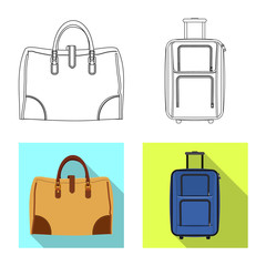 Vector design of suitcase and baggage logo. Collection of suitcase and journey stock symbol for web.