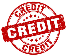 credit red grunge round vintage rubber stamp