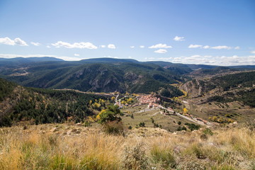 Autumn landscape Gudar mountains Teruel Aragon Spain