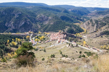 Fototapeta na wymiar Gudar mountains landscapes and villages Teruel Aragon Spain
